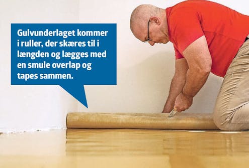 Isoleret anneks: Et underlag ligges ovenpå OSB-pladerne i gulvet af isoleret anneks Isoleret anneks: Et underlag ligges ovenpå OSB-pladerne i gulvet af isoleret anneks